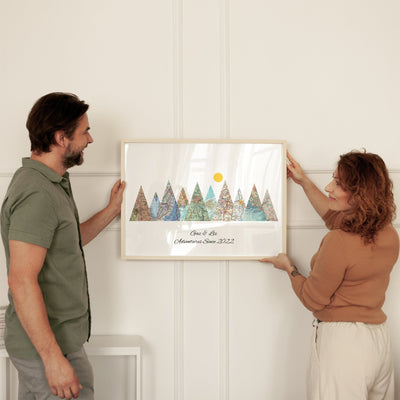 Personalised Travel Map Mountain Print - Magic Posters