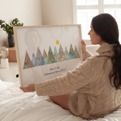 Personalised Travel Map Mountain Print - Magic Posters