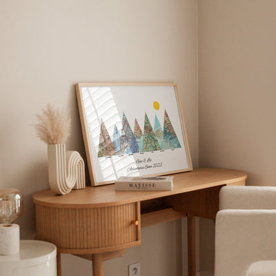 Personalised Travel Map Mountain Print - Magic Posters