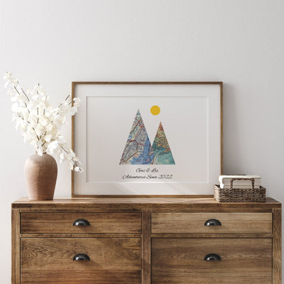Personalised Travel Map Mountain Print - Magic Posters