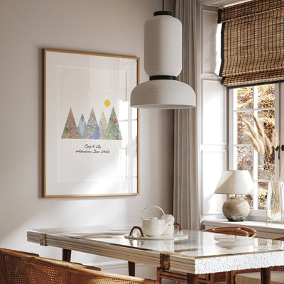 Personalised Travel Map Mountain Print - Portrait - Magic Posters