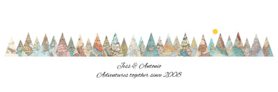 Personalised Travel Map Mountain Print 12x36 flat artwork