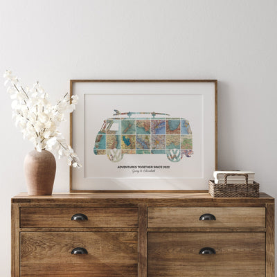 Personalised Travel Map Print (Camper Van) - Magic Posters