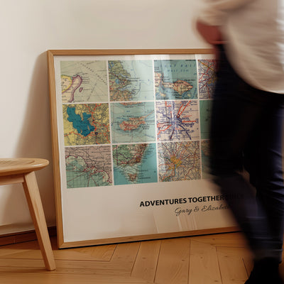 Personalised Travel Map Print (Landscape Square Modern) - Magic Posters