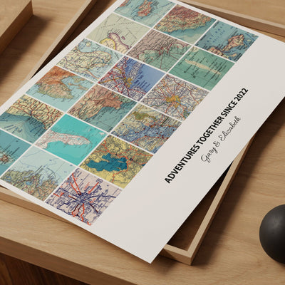 Personalised Travel Map Print (Landscape Square Modern) - Magic Posters