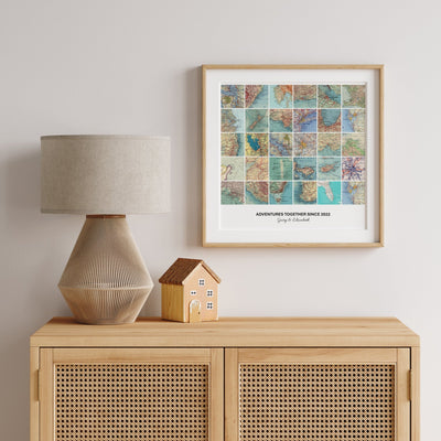 Personalised Travel Map Print (Square) - Magic Posters