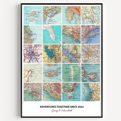 Personalised Travel Map Print (Square Modern) - Magic Posters