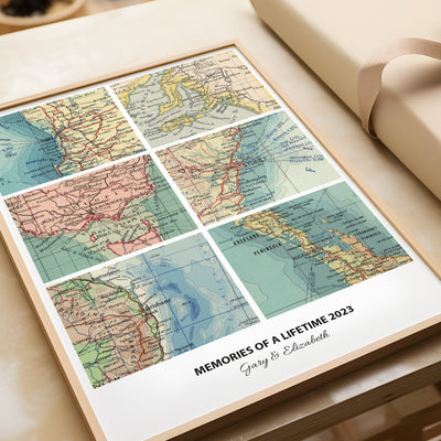 Personalised Travel Map Print (Square Modern) - Magic Posters