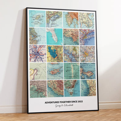 Personalised Travel Map Print (Square Modern) - Magic Posters