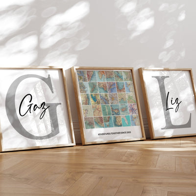 Personalised Travel Map Set Of 3 Prints (Square) - Magic Posters