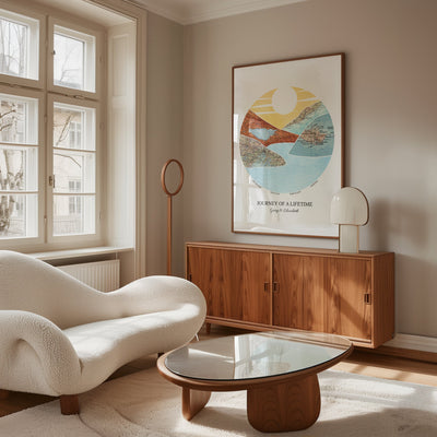 Personalised Watercolour Travel Map Mountain Print - Magic Posters