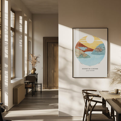 Personalised Watercolour Travel Map Mountain Print - Magic Posters