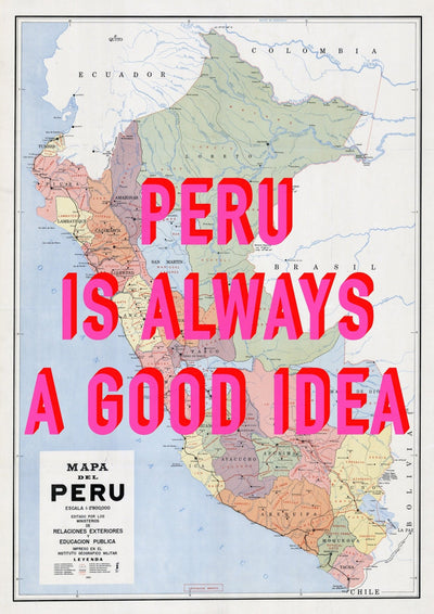 Peru Retro Pop Art Map Print (portrait)