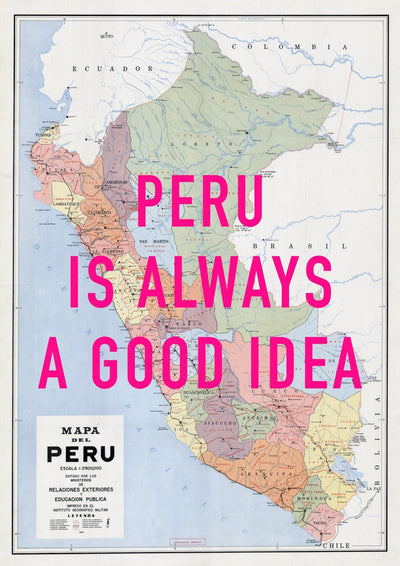 Peru Retro Pop Art Map Print (portrait)