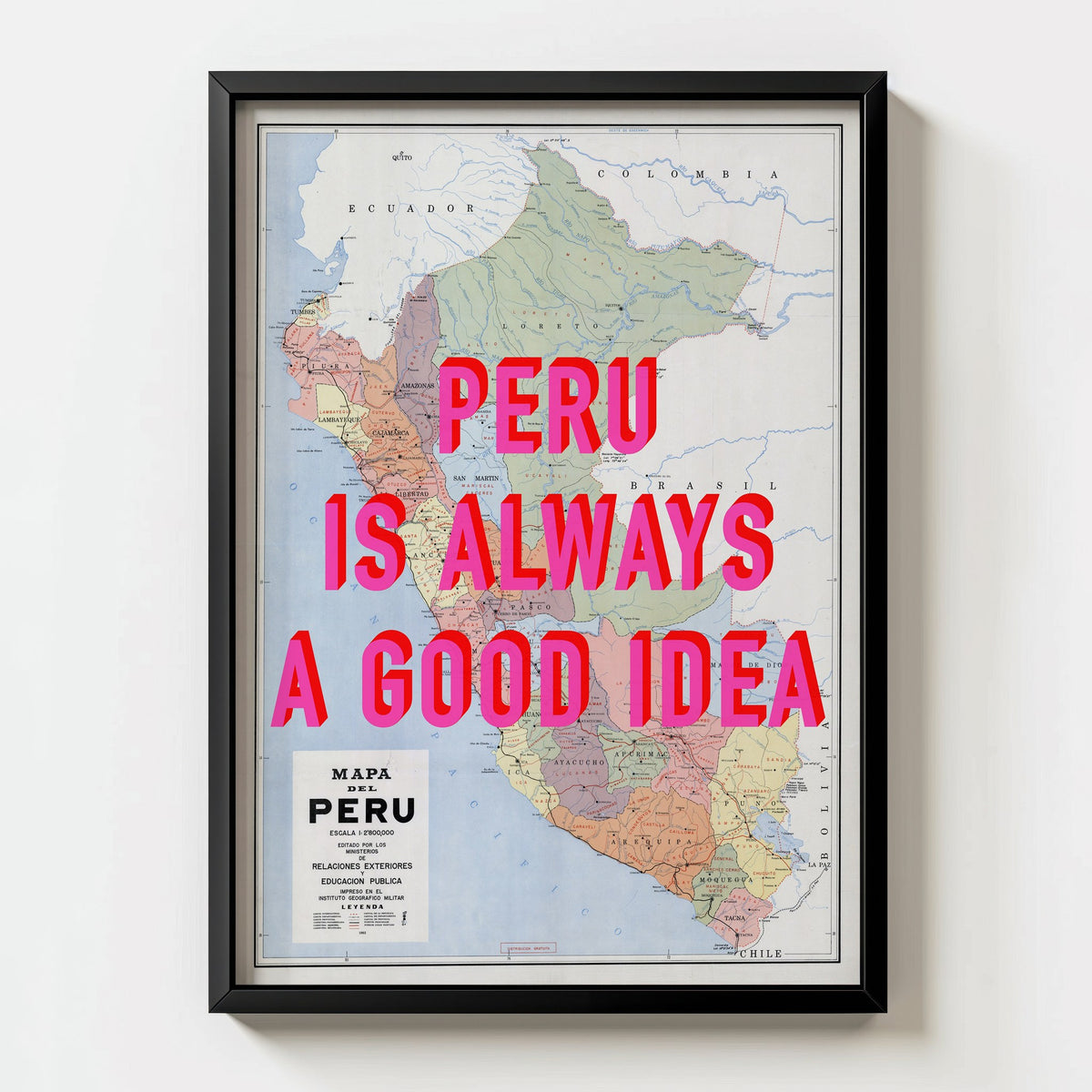 Peru Retro Pop Art Map Print (portrait) - Magic Posters