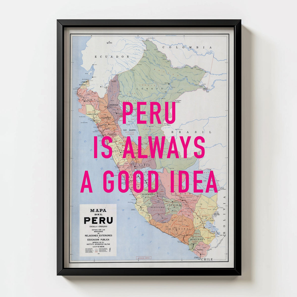 Peru Retro Pop Art Map Print (portrait) - Magic Posters