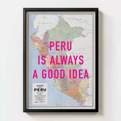 Peru Retro Pop Art Map Print (portrait) - Magic Posters
