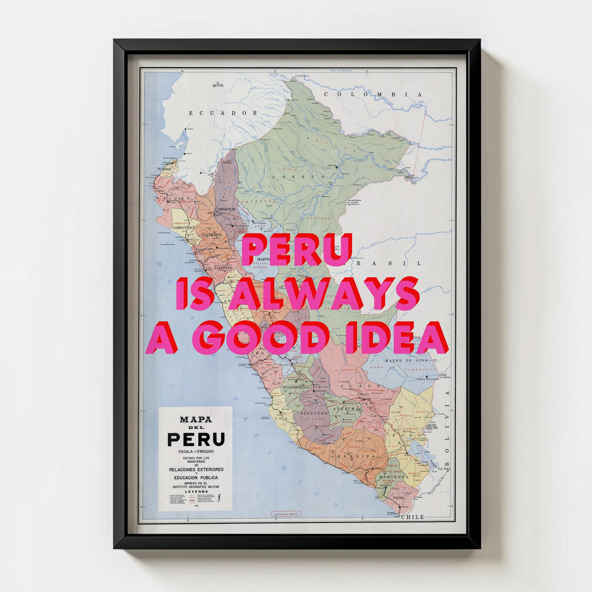 Peru Retro Pop Art Map Print (portrait) - Magic Posters