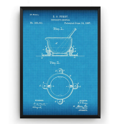 Pharmacist Mortar 1887 Patent Print - Magic Posters