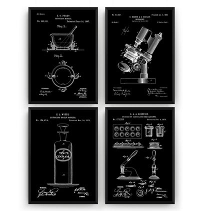 Pharmacy Set Of 4 Patent Prints - Magic Posters
