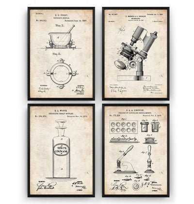 Pharmacy Set Of 4 Patent Prints - Magic Posters