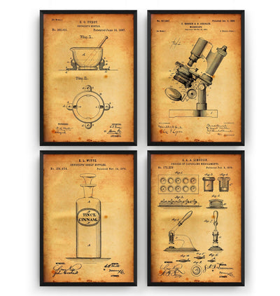 Pharmacy Set Of 4 Patent Prints - Magic Posters
