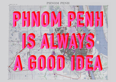 Phnom Penh Retro Pop Art Map Print (landscape) - Magic Posters