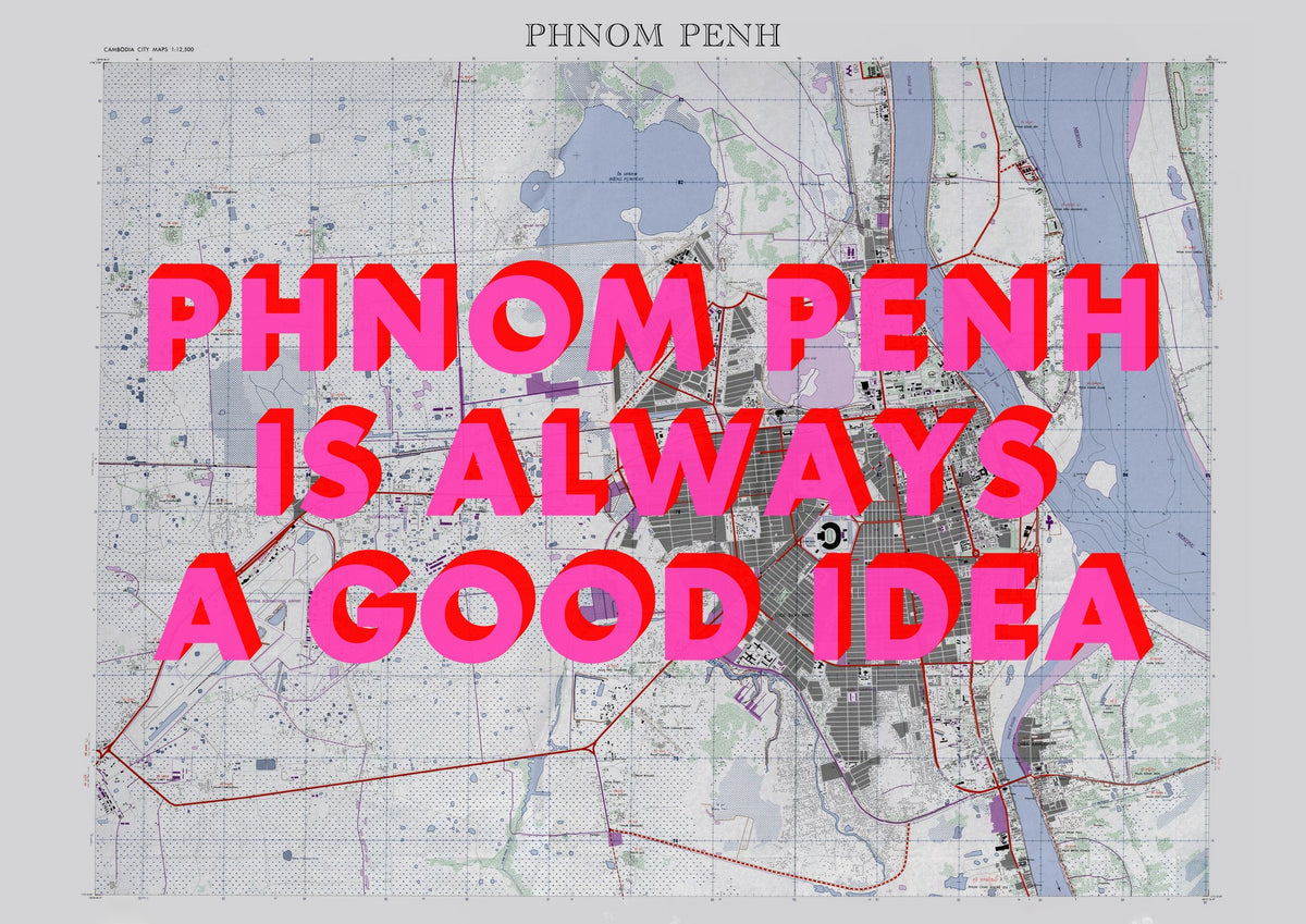 Phnom Penh Retro Pop Art Map Print (landscape) - Magic Posters
