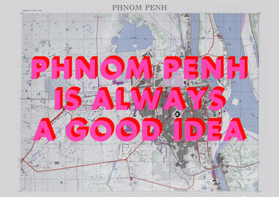 Phnom Penh Retro Pop Art Map Print (landscape) - Magic Posters