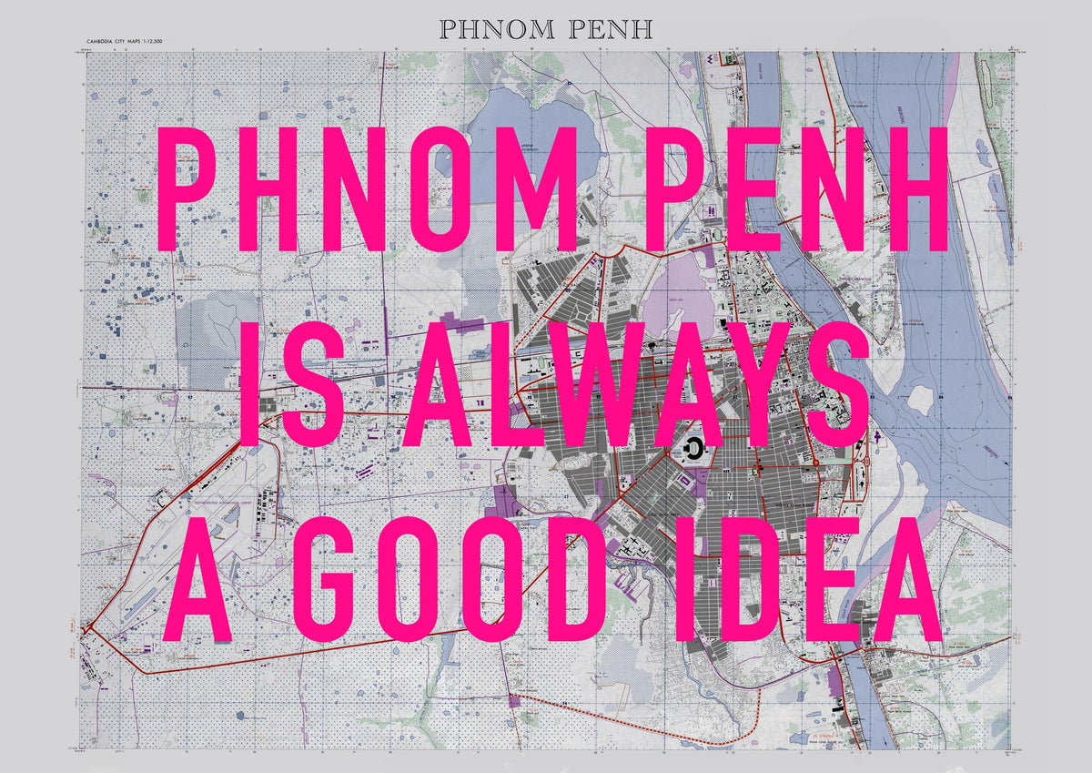 Phnom Penh Retro Pop Art Map Print (landscape) - Magic Posters