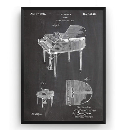 Piano 1937 Patent Print - Magic Posters