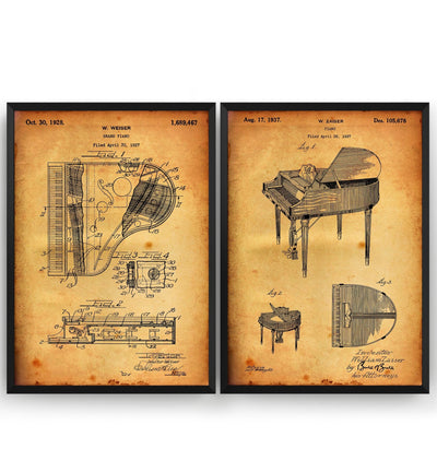 Piano Set Of 2 Patent Prints - Magic Posters