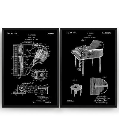 Piano Set Of 2 Patent Prints - Magic Posters