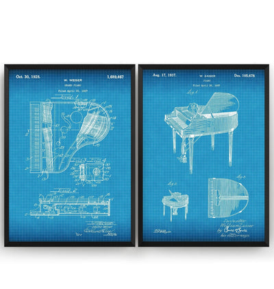 Piano Set Of 2 Patent Prints - Magic Posters