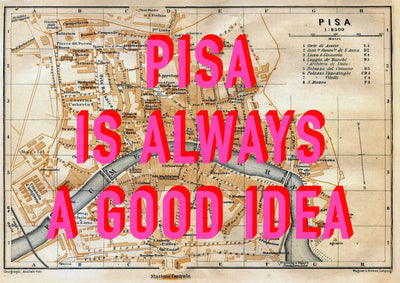 Pisa Retro Pop Art Map Print (landscape)