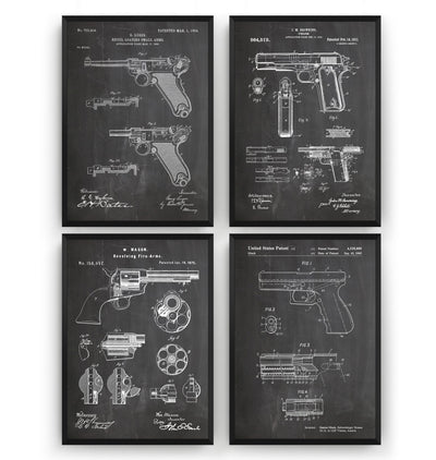 Pistol Set Of 4 Patent Prints - Magic Posters