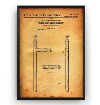 Police Club Patent Print - Magic Posters