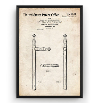 Police Club Patent Print - Magic Posters