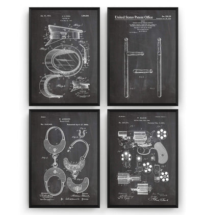 Police Set Of 4 Patent Prints - Magic Posters