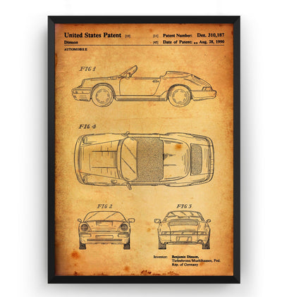 Porsche 911 Convertible 1990 Patent Print - Magic Posters