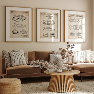 Porsche Set Of 3 Patent Prints - Magic Posters