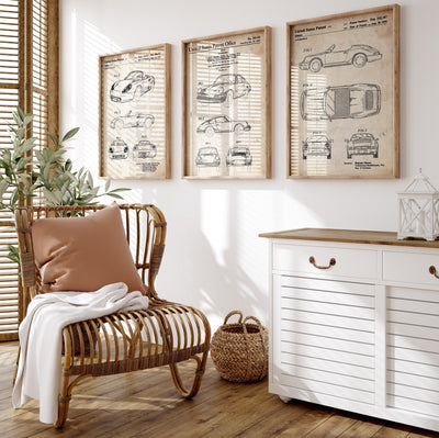 Porsche Set Of 3 Patent Prints - Magic Posters