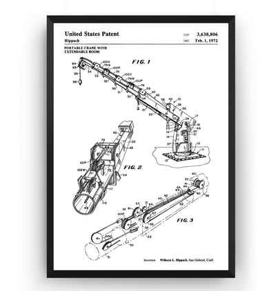Portable Crane With Extendable Boom 1972 Patent Print - Magic Posters