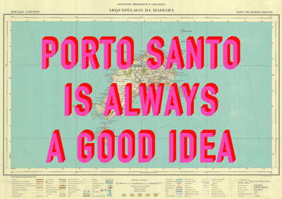 Porto Santo Retro Pop Art Map Print (landscape)