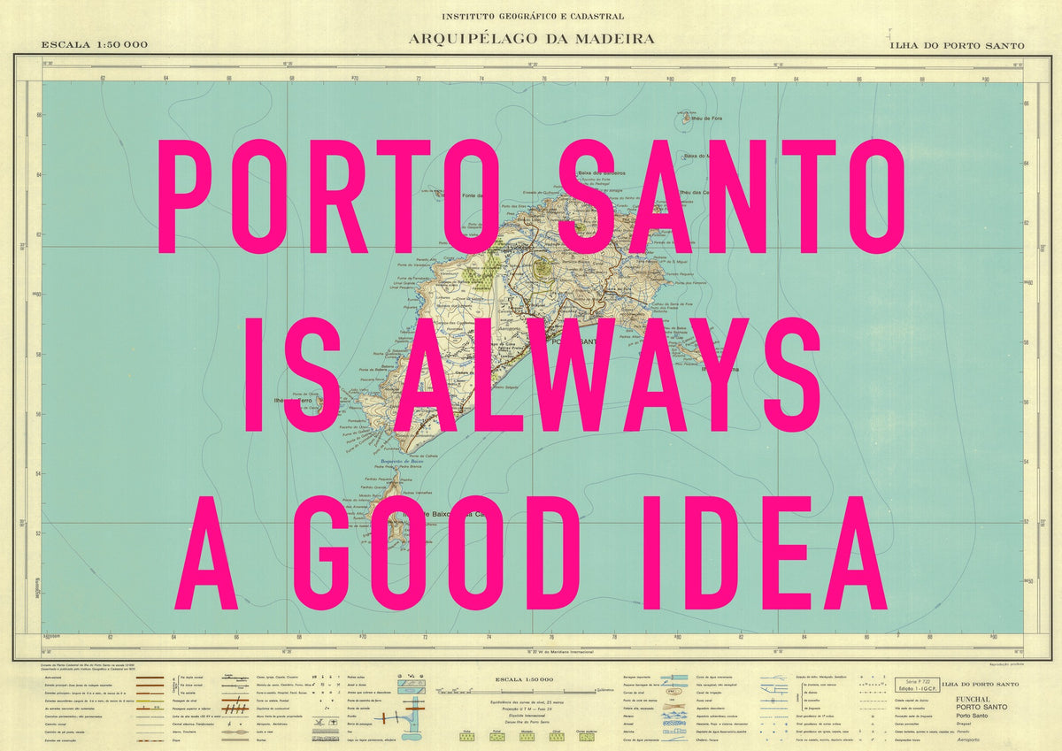 Porto Santo Retro Pop Art Map Print (landscape)