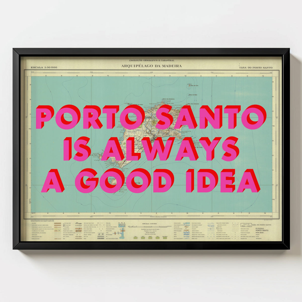 Porto Santo Retro Pop Art Map Print (landscape) - Magic Posters