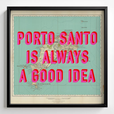 Porto Santo Retro Pop Art Map Print (square) - Magic Posters