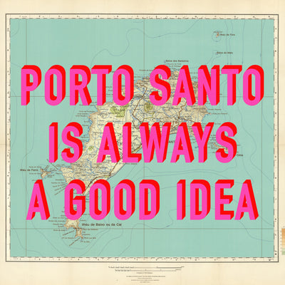 Porto Santo Retro Pop Art Map Print (square)