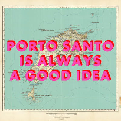 Porto Santo Retro Pop Art Map Print (square)