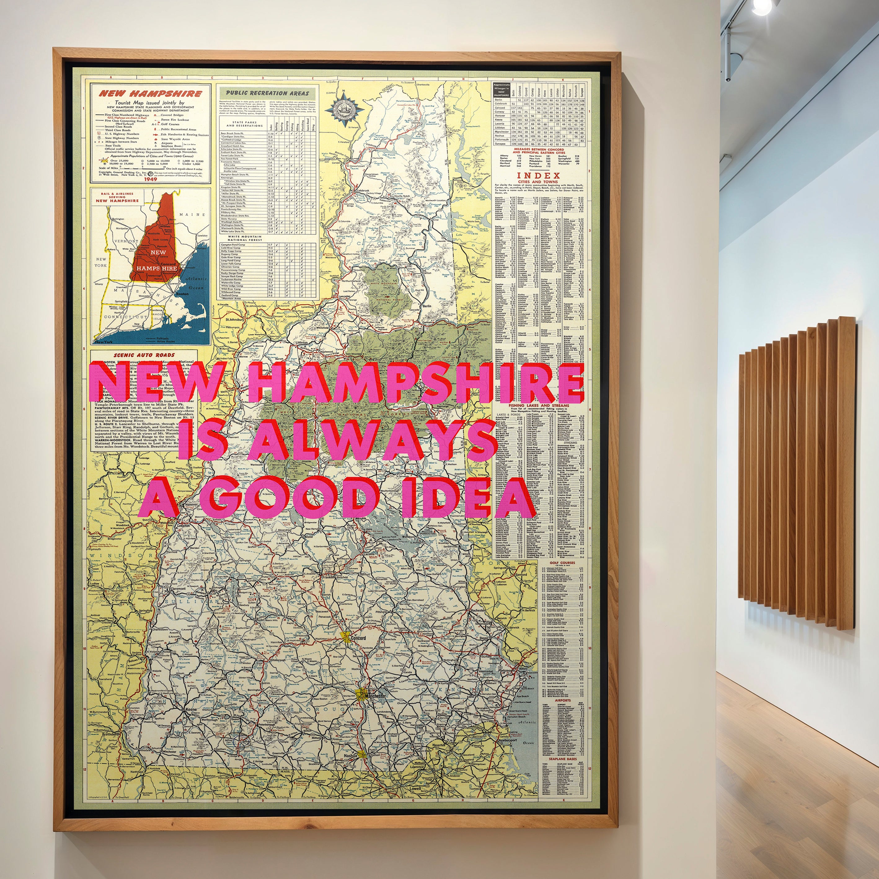 New Hampshire Retro Pop Art Map Print (portrait)
